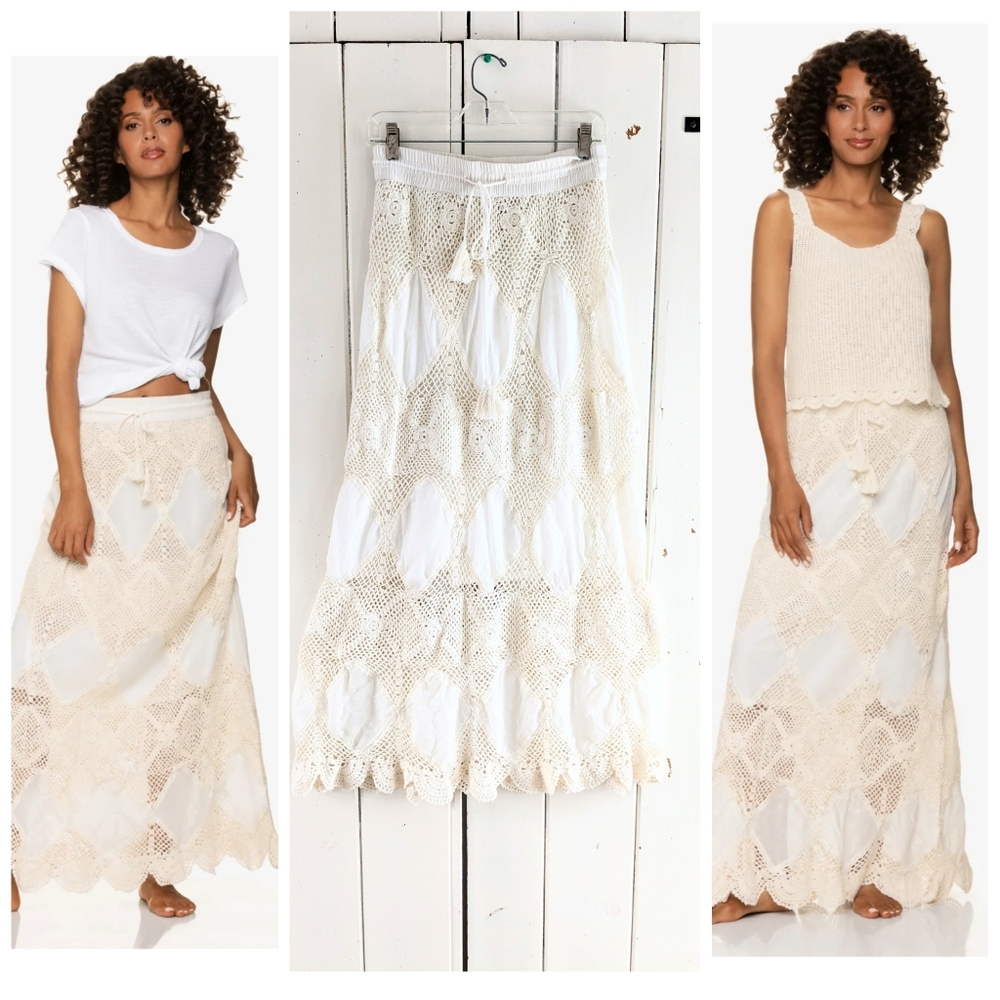 🌴Helen Jon Boho Crochet Maxi Skirt/Bandeau Dress sz S - Picture 11 of 13